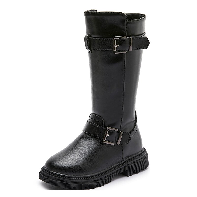 Stivali con plateau in PU per ragazze per matrimoni invernali 2022 stivali neri moda per bambini stivali alti traspiranti antiscivolo Chic 26-36 nuovo