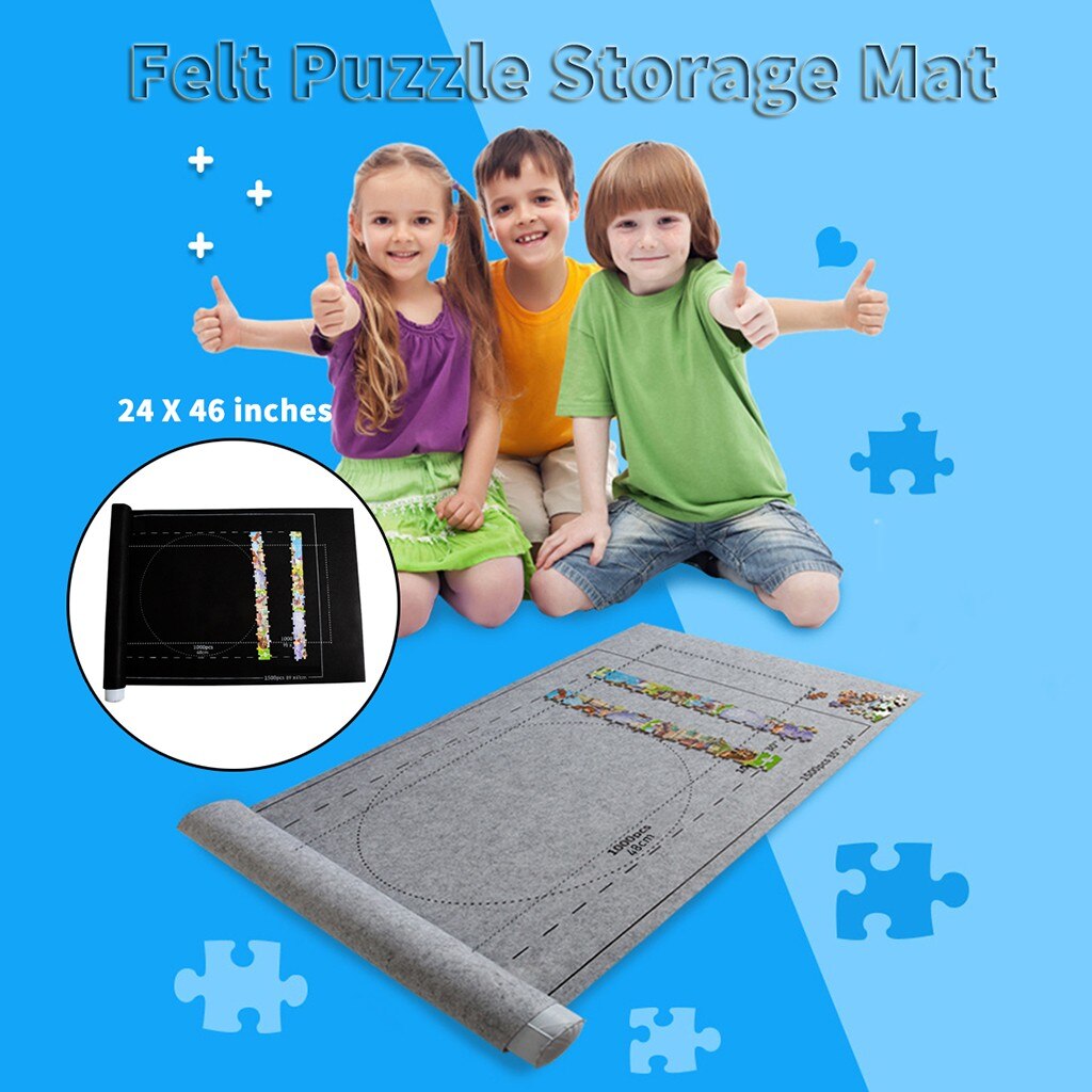 Tapis de Puzzle 26x46 pouces, tapis de jeu en feutre pour jusqu'à 1500 pièces de rangement