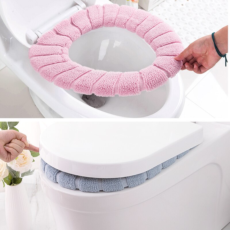 1pc housses de siège de toilette confortables en velours épais tricoté corail lavables pour siège de toilette standard motif citrouille coussin doux^