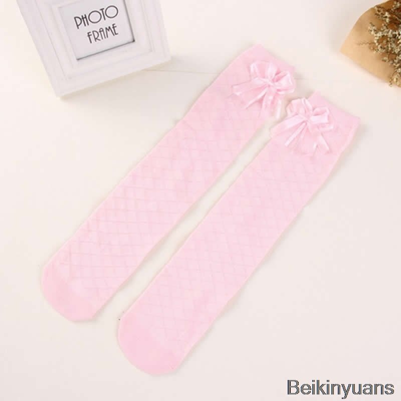 Nowe japońskie dziewczyny w stylu nad ten kolano getry siatka anty-komar łuk rura dzieci kolana wysokie getry skarpety: różowy