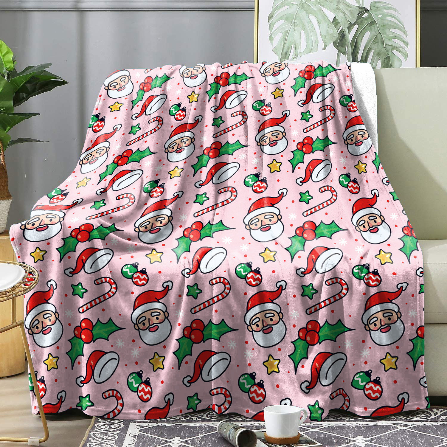 Couverture à motif d'épissage de Noël pour lit et chat, jeté de glouton , couverture décorative pour la maison, de , hiver