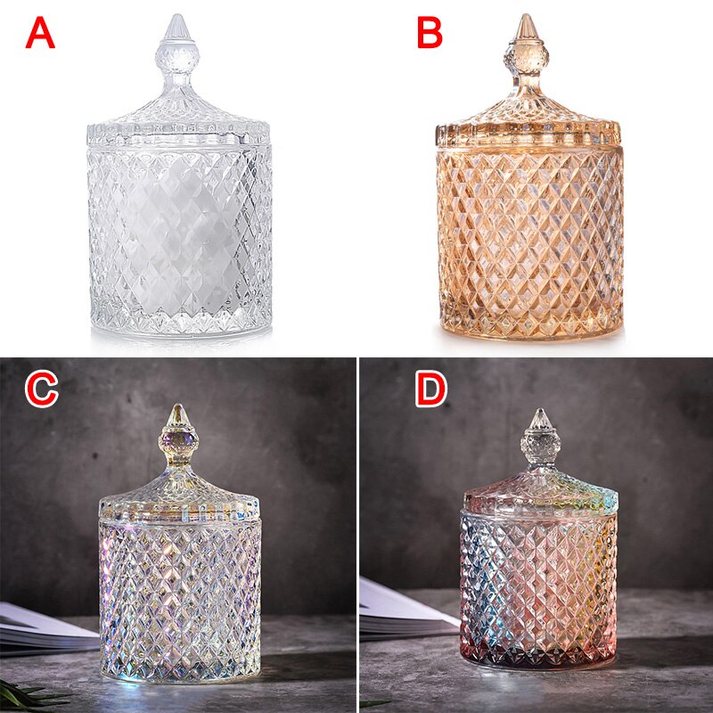 Färgglad burk i romersk stil kristallglas täckt förvaringsburk sockerlåda smycken burk godisburk heminredning lks 99
