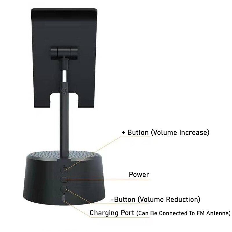 Bluetooth Tripod 360 Rotation FM Radio Holder For Phone Smartphone Tik Vlog Live Tok Video Record Speaker