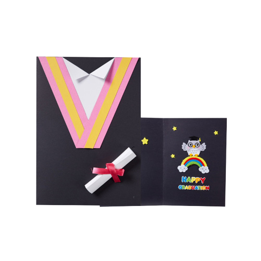 Handmade Graduation Dress Card DIY Craft Material Kindergarten Educational Tool Wedding Birthday Graduation Cards Invitations: Pink