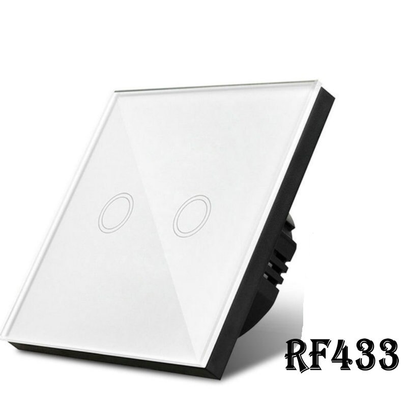 RF433 Remote Control Switch EU Standard 1/2/3 Gang Touch Wall Light Switch 220V White Crystal Glass RF Controller Switches: RF433 2 gang white