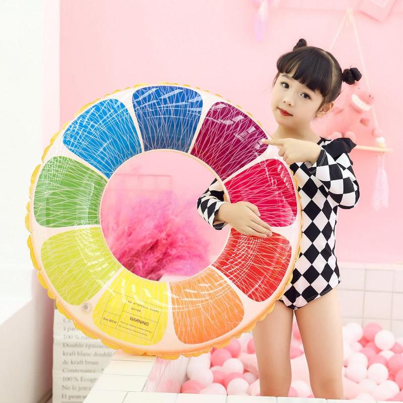 Regenboog Citroen Opblaasbare Volwassen Kid Zwemmen Ring Fruit Baby Float Cirkel Zwembad Strand Seat Aid Trainer Water Leuk Speelgoed voor kinderen