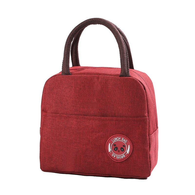 Lancheira térmica portátil de nylon, saco com zíper para refrigeração fresca, à prova d&#39;água, bolsa de almoço oxford feminina, conveniente, sacos de comida, 1 peça: Wine Red