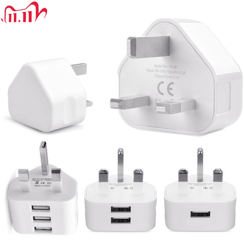 Universal 1/2/3-Puerto USB Reino Unido enchufe de 3 pines adaptador/cargador de pared con 1/2/3 puertos USB cargador de viaje de carga para teléfono X Samsung S9