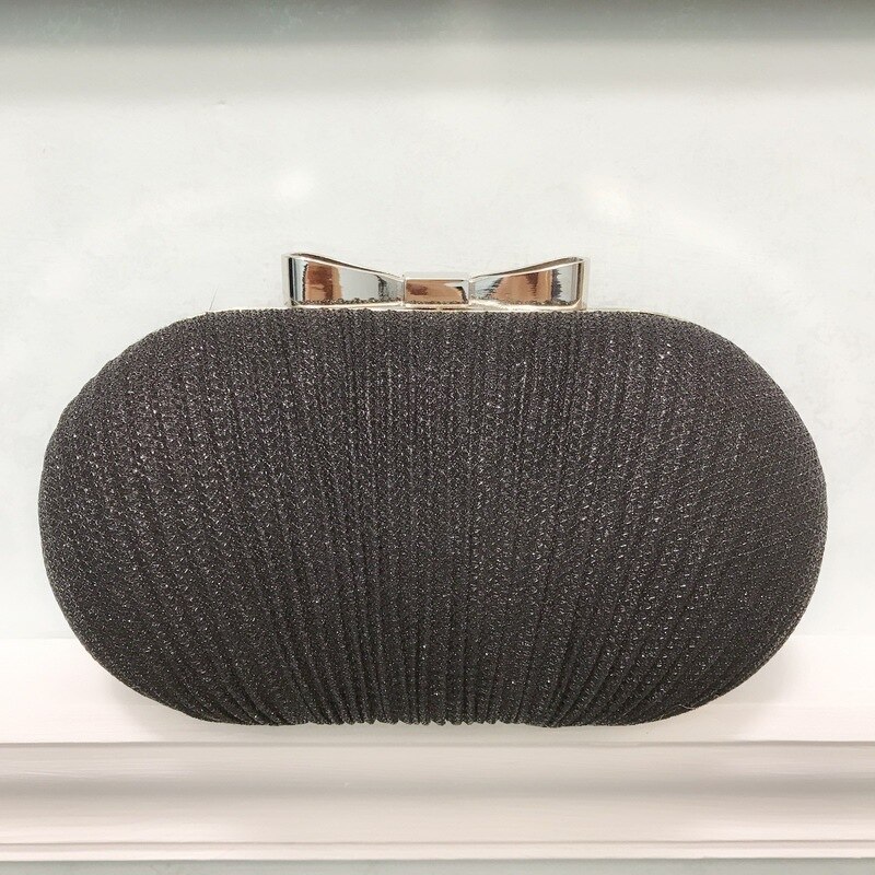 Bolsas femininas saco de jantar de ovo de ganso bowknot cor mágica bolsa de corrente de couro dobrar saco de caixa dura bolsa de mão da senhora bolsa de ombro: Black