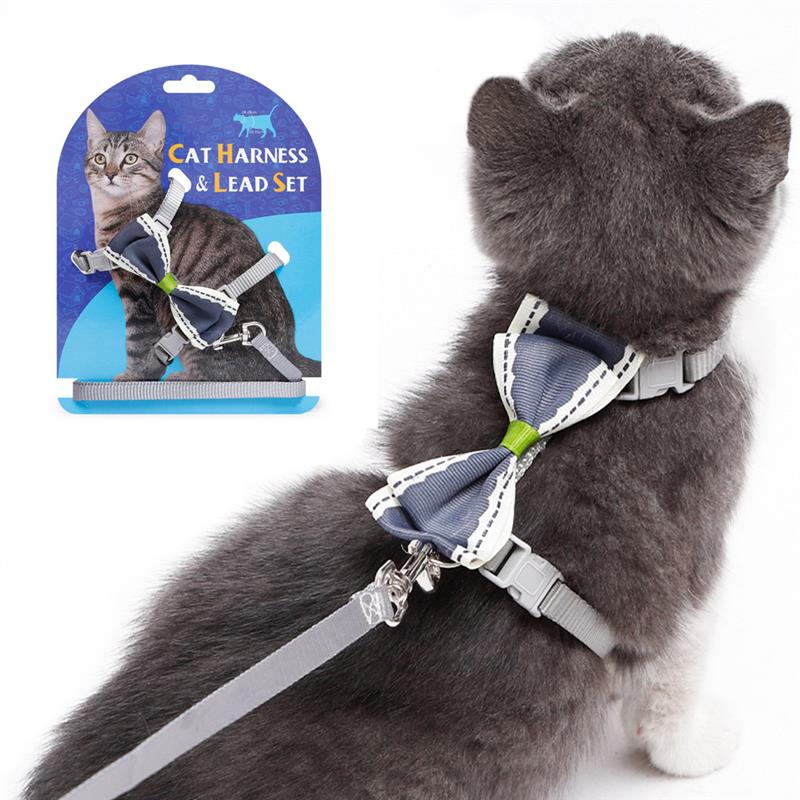 Dorakitten 1Pc Draagbare Kat Riem Leuke Strik Decor Kat Leiband Huisdier Aangelijnd Harnas Set Kleding Accessoires Dierbenodigdheden