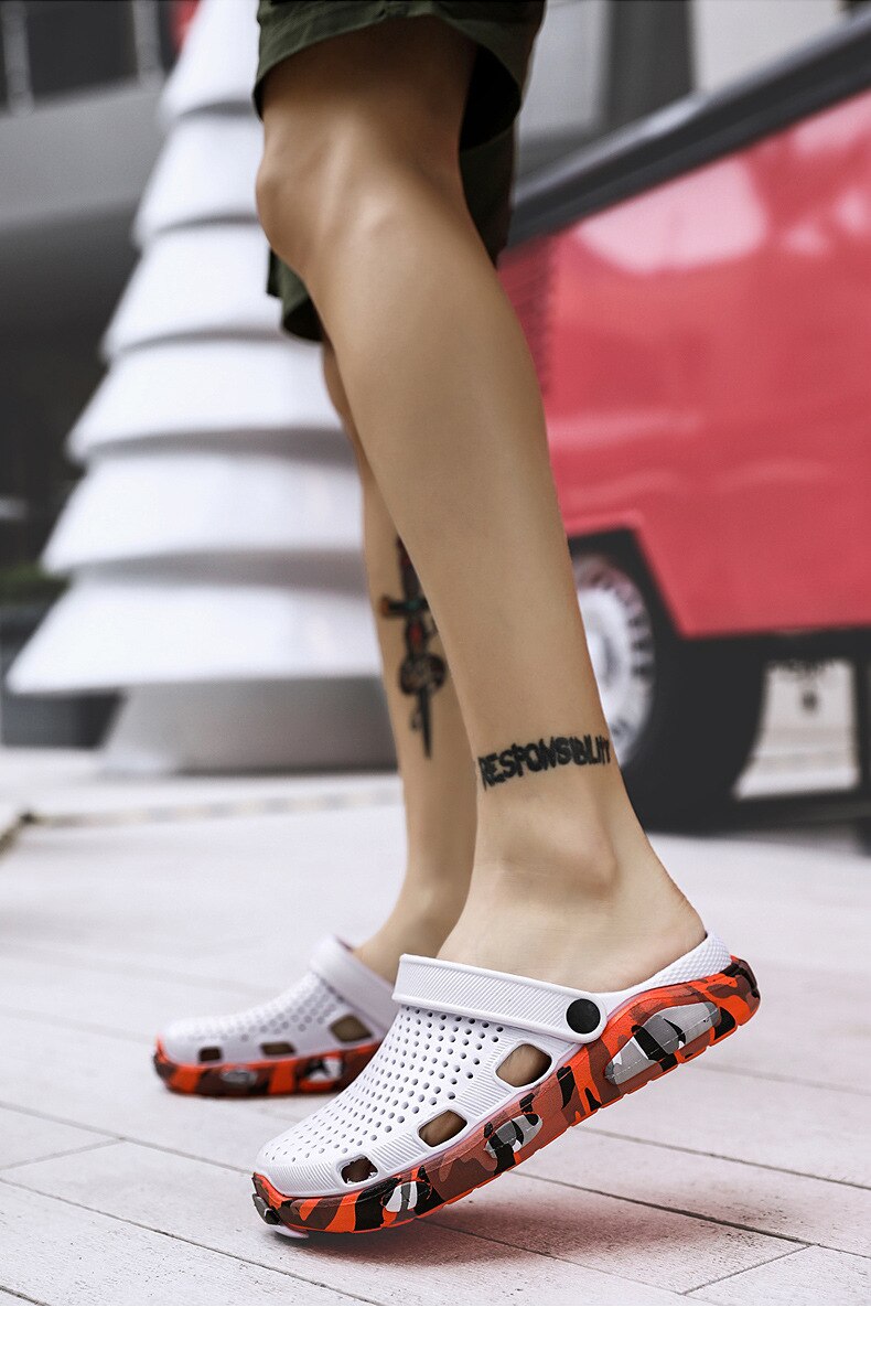 Lizeruee strand hurtigtørre hjemmesko sommer mænd træsko sveller sportssandaler til mænd udendørs platform sko gummi zapatos mujer: Hvid / 40