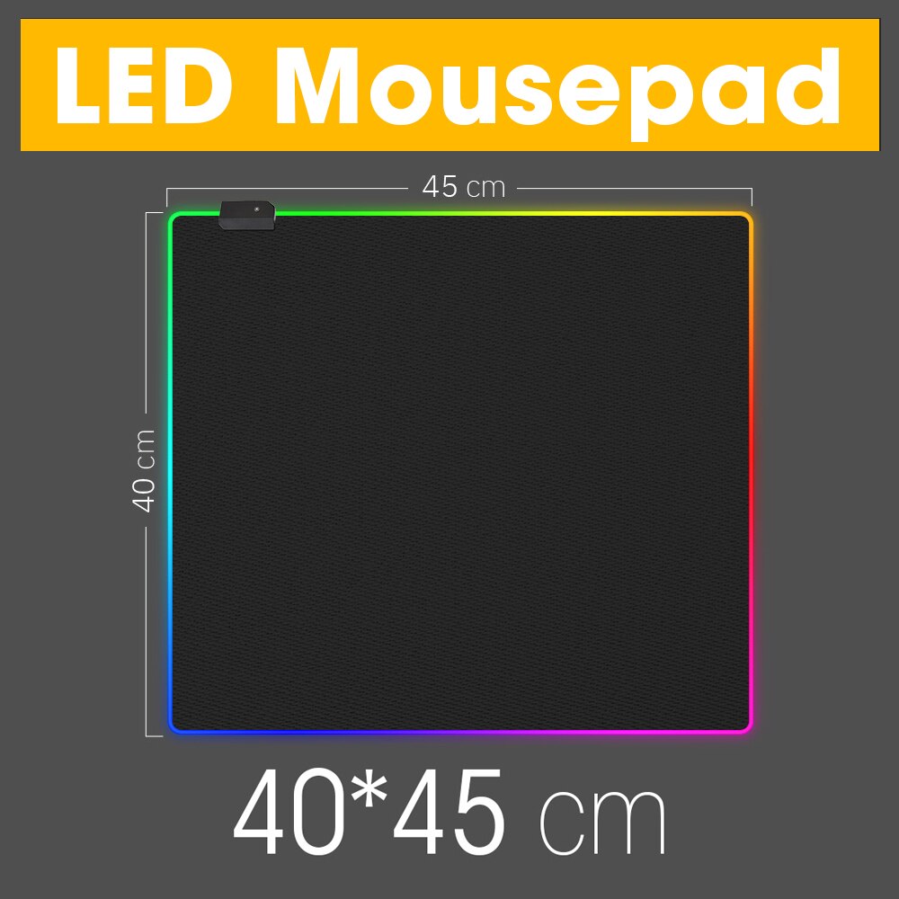 LED Light Gaming Mouse Pad RGB Super Soft Large Keyboard Cover Non-Slip Rubber Base Computer Carpet Desk Mat PC Game MousePad: 40 x 45 cm