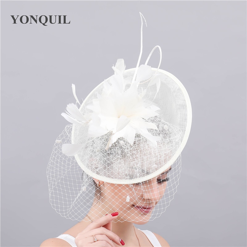 Smuk brud bryllup mesh hat fascinatorer kvinder chic hovedbeklædning tilsløring hovedbeklædning til gifte kvinder hovedbeklædning blomst