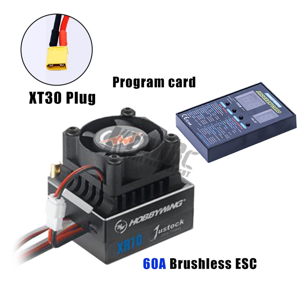 Hobbywing Xerun XR10 Justock 60A Sensored Brushless ESC Speed Controller for 1/10th 1/12thTouring Car/Buggy: XT30 ESC CARD
