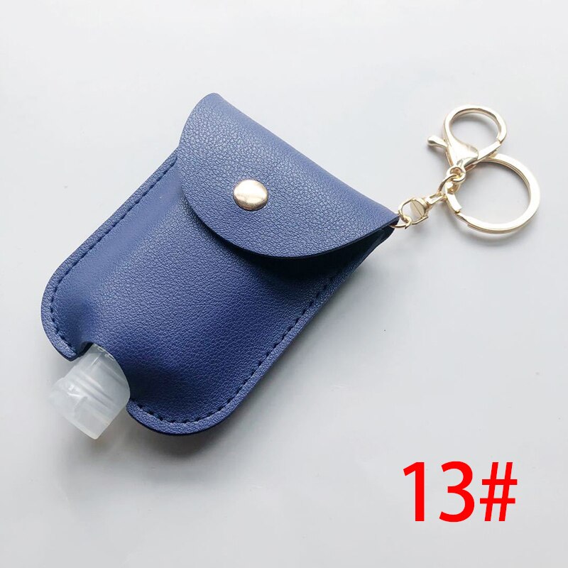 60Ml Reizen Lekvrije Leather Case Sleutelhanger Tas Hervulbare Lege Fles Voor Handdesinfecterend Bag Met Key Ringen Hanger fles: 13