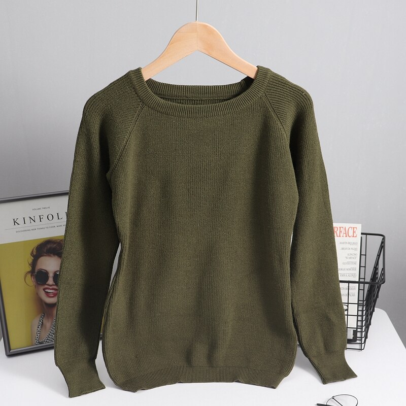 Gigogou perus syksy-talvi naisten neule paksu neulottu lämmin villapaita o-kaulus naisten neulepaita yläosa