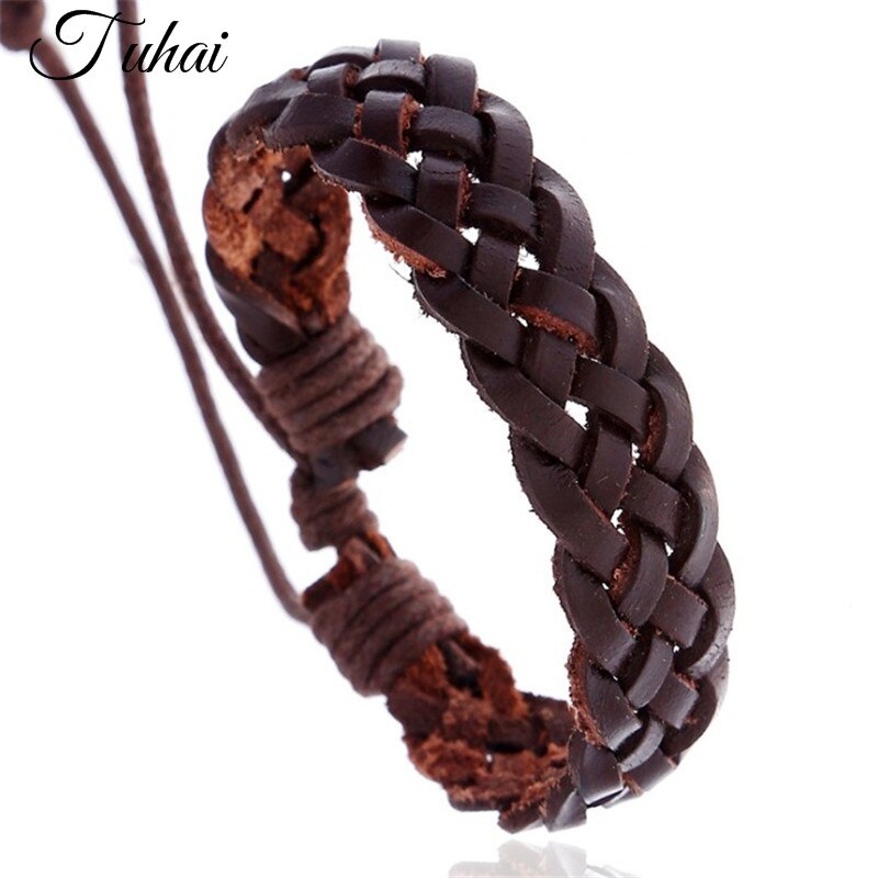 Vintage Geflochtene Leder Armbänder für Frauen Männer Schmuck Punk Braun Wrap Armband Homme Schmuck