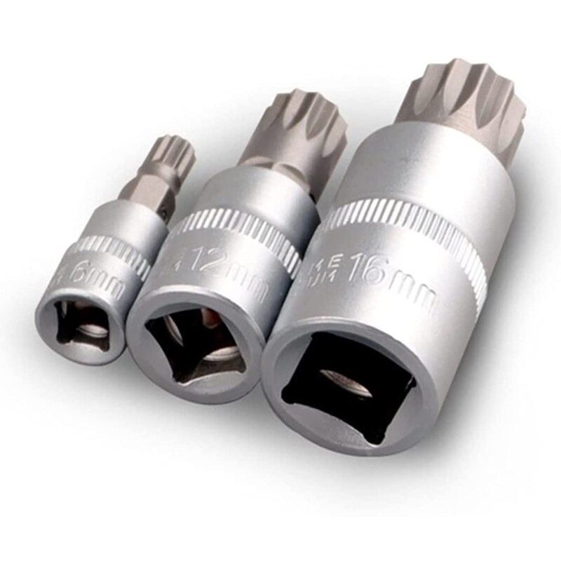 8 Pieces Torx Bit Socket Adapter 1/4" 3/8" 1/2" Drive Torque Spanner Ratchet Socket Wrench Stainless Steel Repair Tool