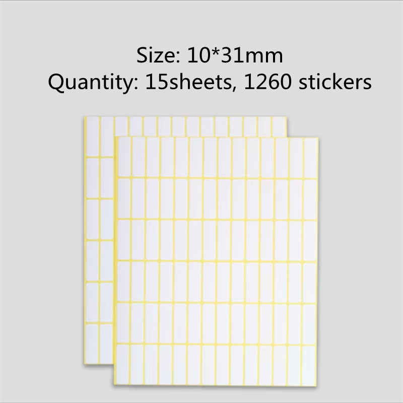 15Sheets Paper Self Adhesive Sticky White Label Name Stickers Blank Note Label Bar DIY Stationery Sticker Various Sizes Optional: Lavender