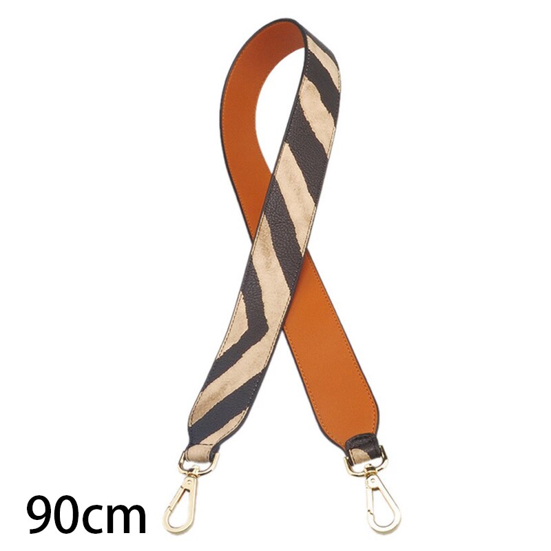 90cm Serpentine Strap Replaceable PU Leather Handle Accessories for Women Shoulder Bag Straps Multicolor DIY Belt: Brown Zebra / Gold Buckle