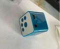 Mini Size Portable Anti-electromagnetic Interference Music Player MP3 Cube Shape Audio Player Support TF Card Speaker: Blue