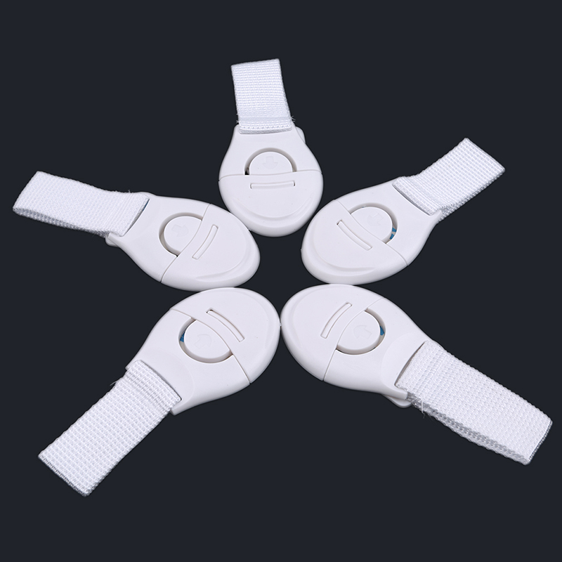 5 Stks/set Veiligheid Doek Riem Lock Bescherming Deurslot Kast Koelkast Veilig Voor Kid Kind Baby Lade Beveiliging: White