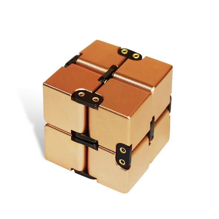 Cubo di infinito in metallo creativo cubo di sollievo dallo Stress infinito in lega di alluminio portatile per bambini regalo per giocattoli antistress per adulti: MD-Golden