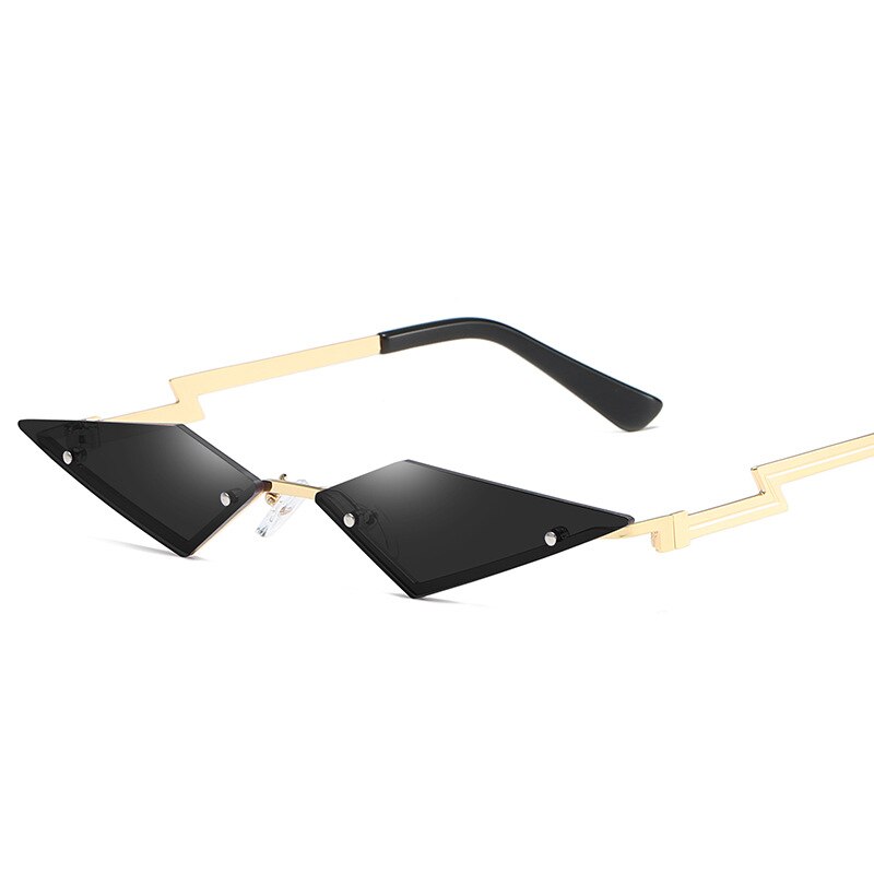 gafas de sol de ojo de gato para mujer, gafas de sol sin montura de Metal Vintage, gafas de sol de de para mujer, gafas triangulares UV400: C01
