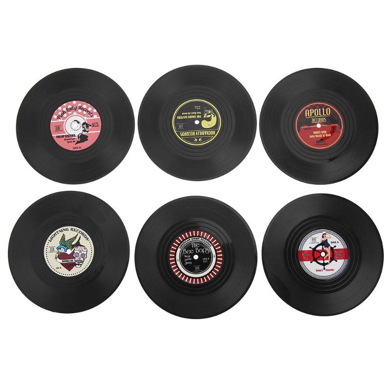 6 Stks/set Ronde Antislip Hittebestendige Cd Vinyl Record Coasters Placemat