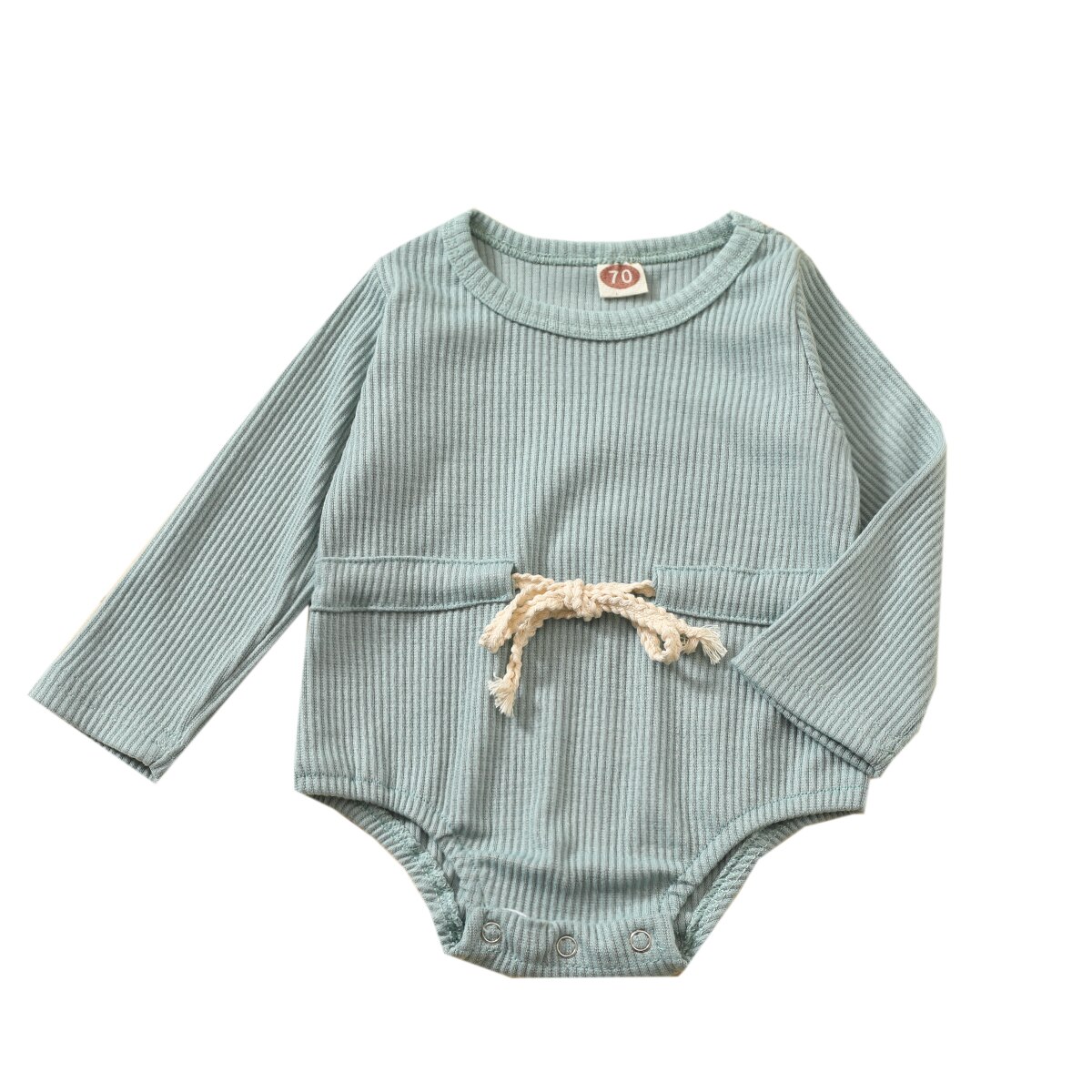 Peuter baby meisjes jongens geribbelde romper lange mouw effen casual elastische taille jumpsuit eendelig katoenen kleding: Blauw / 24m