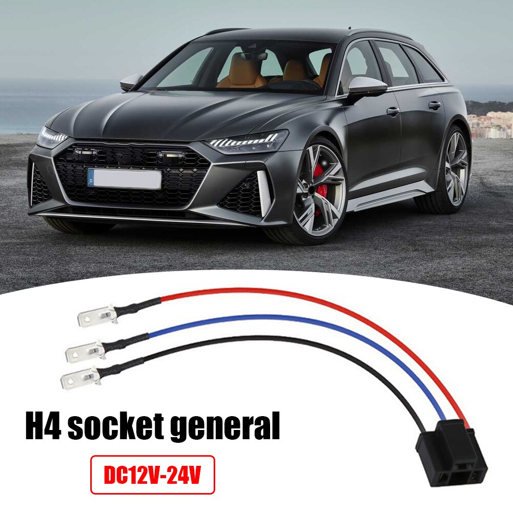 ABS Copper Wire LED Headlight Bulb Socket Harness Female Connector Conversion Adapter Cable Suitable for H4