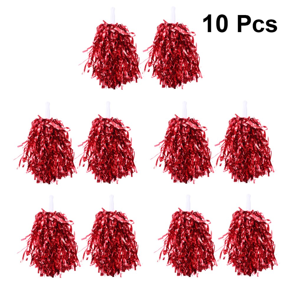 10 Pcs 25G Plastic Juichen Ballen Squad Spirited Fun Cheerleading Kit Cheer Poms Cheerleaders Supples Met Handvat Voor Competitio: Red