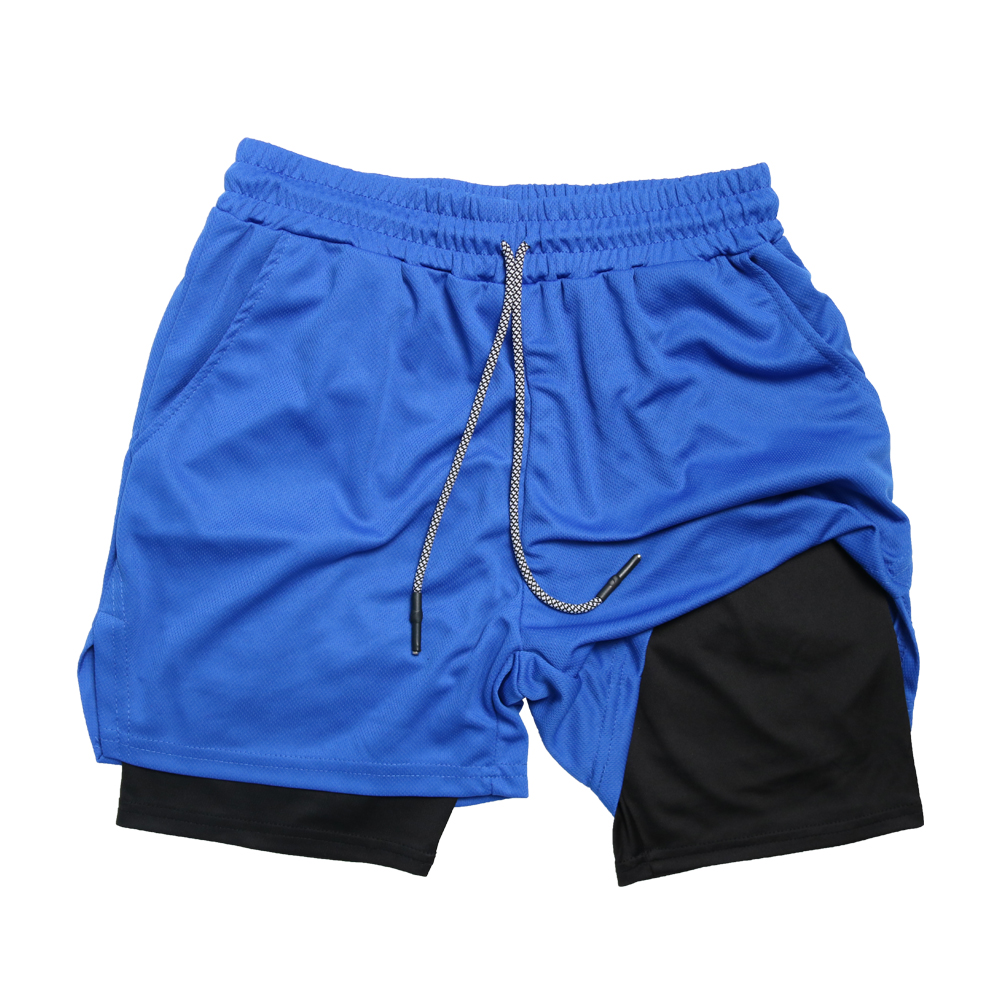 Short de Fitness Double couche pour hommes, short de sport 2 en 1, séchage rapide, entraînement, Jogging, Double pont, été