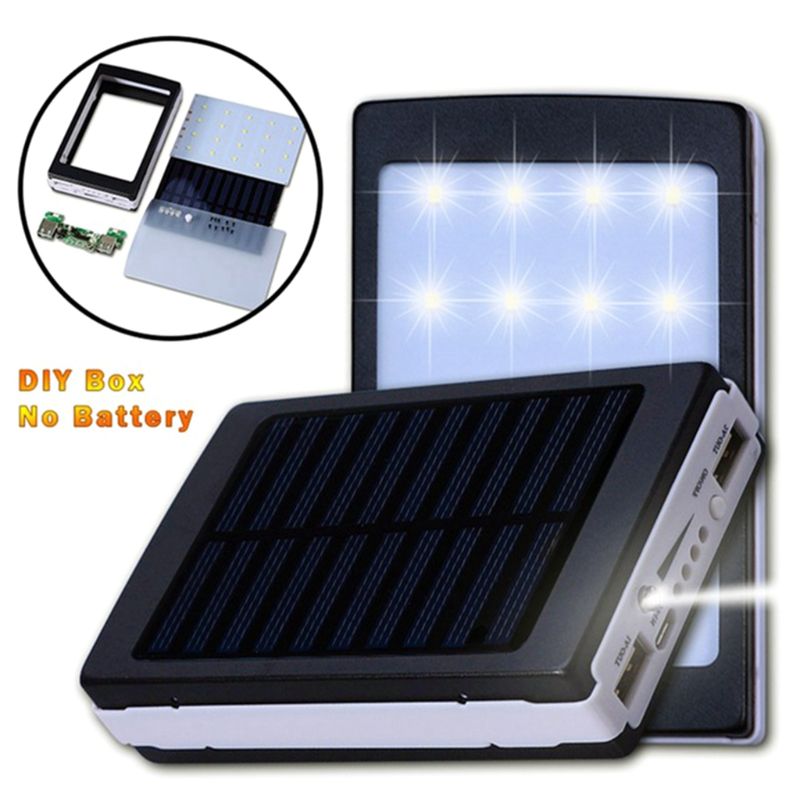 scatola DIY potenza Banca - 10000mAh - Supporto 5x Batterie 18650 - Uscita 5V 1A/2.1A - Caricatore Solare