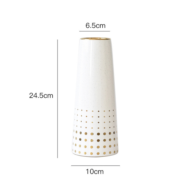 Nordic Rustic Home Decor Ceramics Vases Golden Grain Texture Vase Hydroponics Floral Flowerpot European Style White Ceramic: Style 3