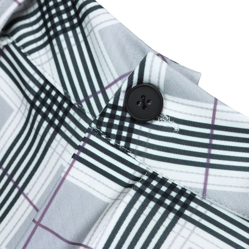 High wasit vårsommarficka herr slim fit rutiga byxor med raka ben casual penna jogger fritidsbyxor #g2