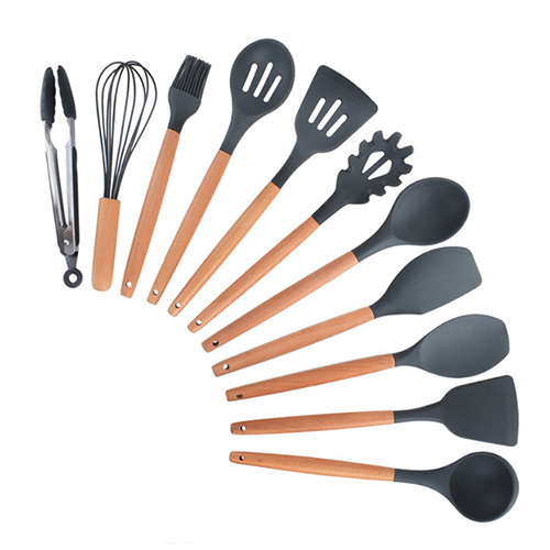 Geschirr 12Stck Silikon Kochen Utensilien einstellen Wärme beständig Küche Nicht-Stock Kochen Utensilien Backen Werkzeuge Mit Lagerung Kasten: Schwarz 11Stck