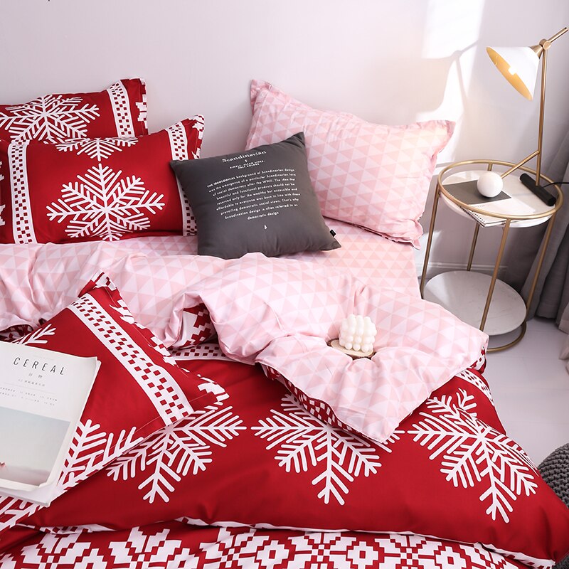 Jul snöflingor hem sängkläder set 3/ 4 st påslakan set ab sido sänglinne platt lakan sängkläder vuxen geometrisk