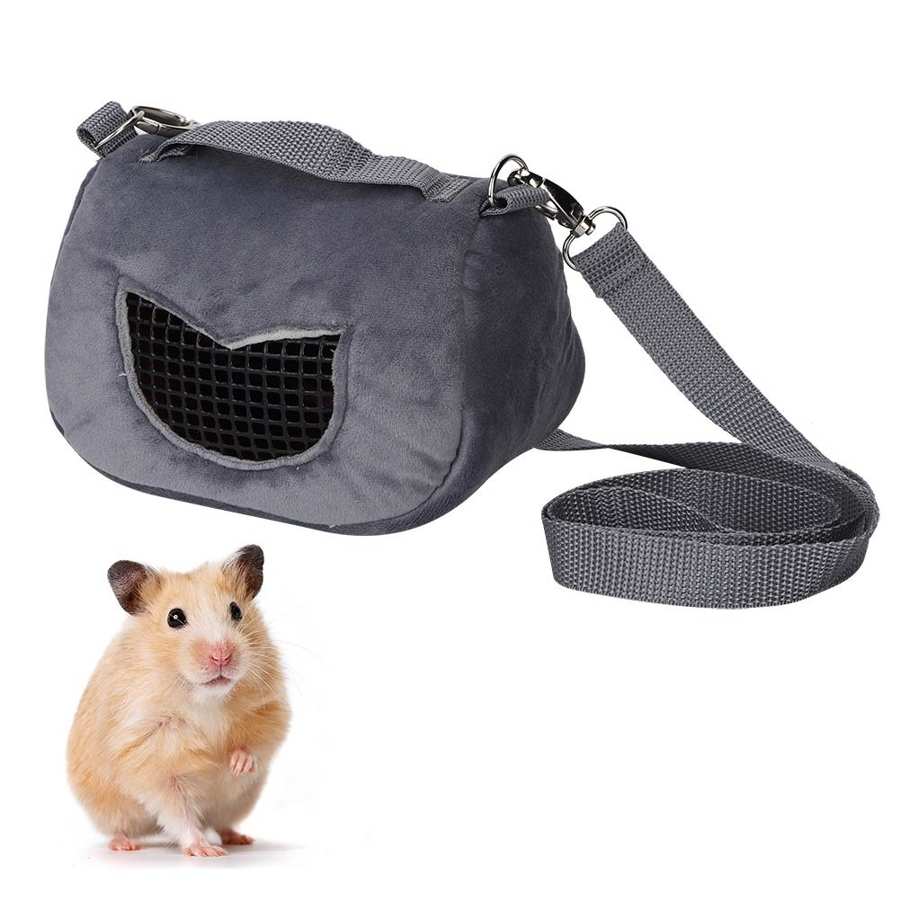 Bolsa de transporte de jaula de viaje para mascotas, bolso de franela para hámster, rata, plegable, portátil, bolso de viaje para dormir cálido para animales pequeños: M