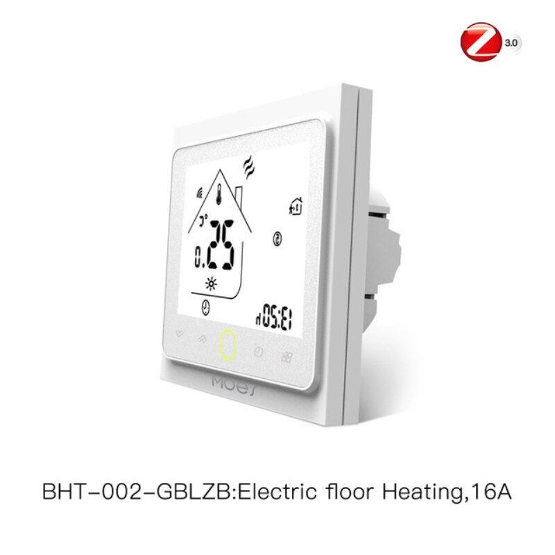 ZigBee Thermostat intelligent eau/chauffage électrique par le sol eau/chaudière à gaz Modules d'automatisation du régulateur de température Programmable: GB White 16A