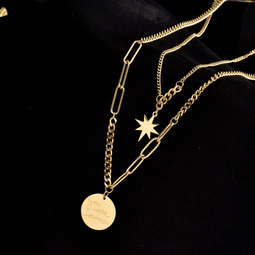 316L acier inoxydable bijoux fins Hip Hop rue les lumières étoiles breloques chaîne ras du cou colliers pendentifs pour femmes hommes