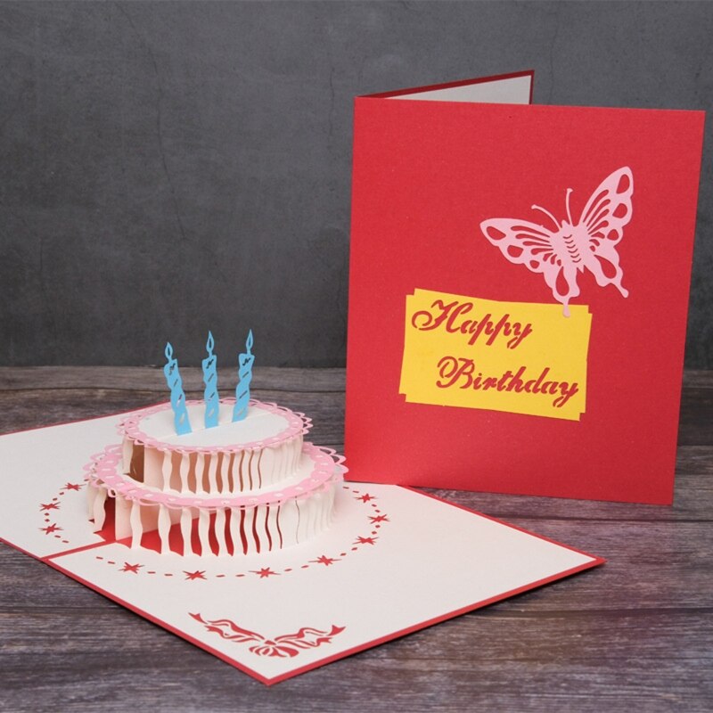 3D Pop Up Cards Cake Birthday Card Anniversary Postcard Greeting Cards