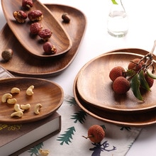 Bandeja de madera ovalada Irregular para fruta, bandeja de madera para Pan, bandeja de té, vajilla de Bandeja de postres, conjunto de accesorios para Cocina