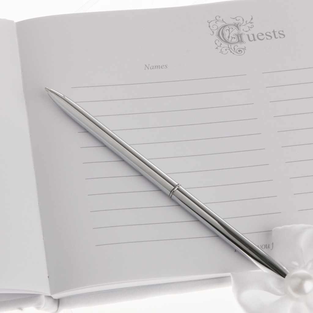 Gastenboek Pen Bruiloft Hart Wit Receptie Gastenboek Veer Strik Pen En Stand Set Feestartikelen