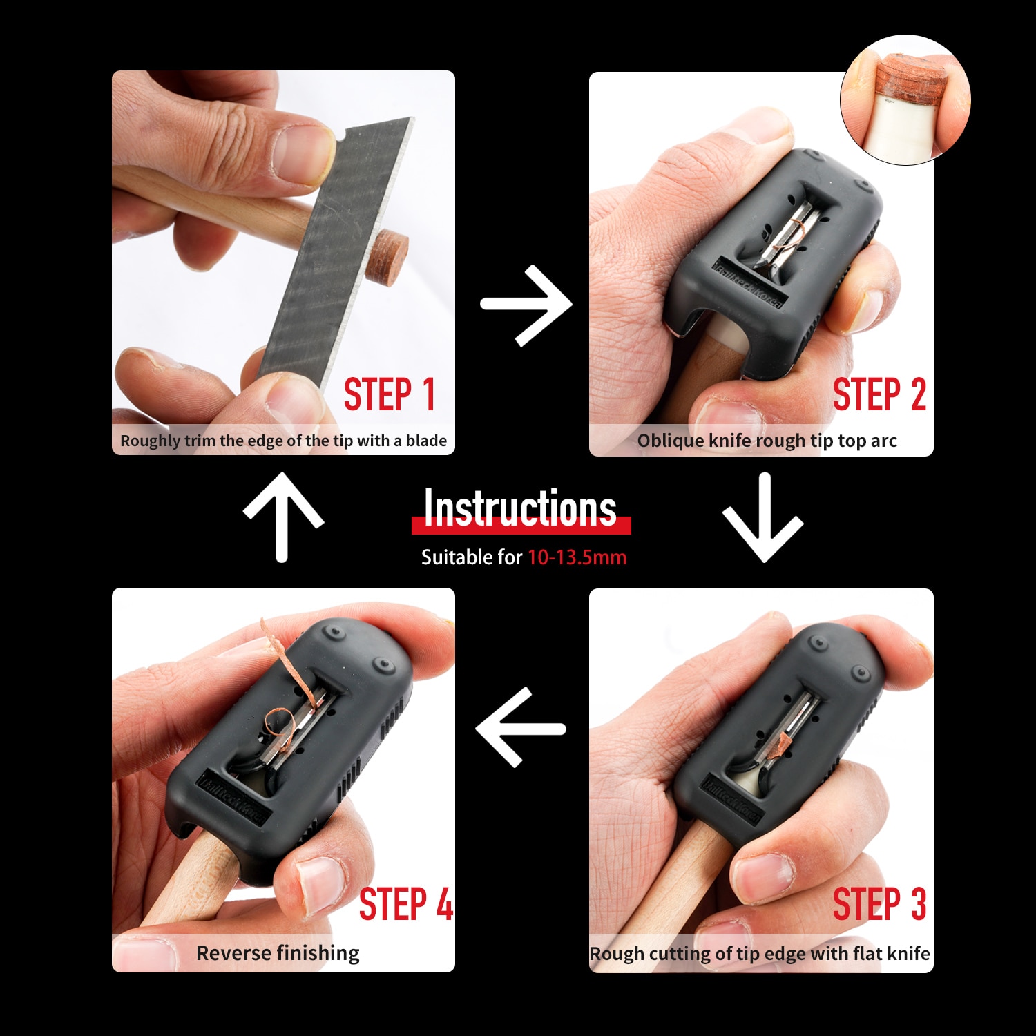 Billard kø tip afrunding cutter køer tip reparation værktøj ballteck carambole snooker pool kø tip rund cutting billiard tilbehør