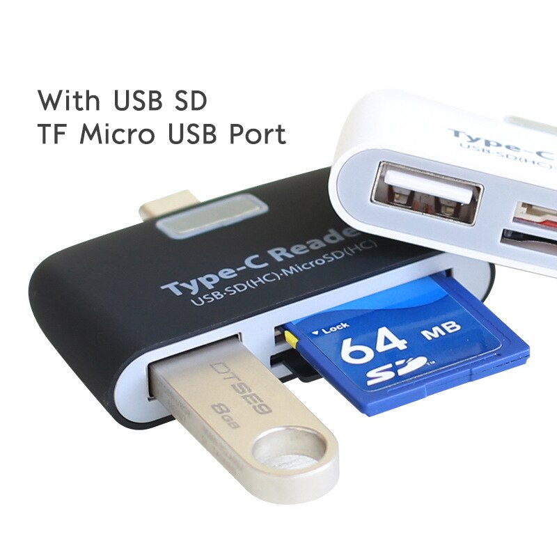 Type C Otg Adapter Usb C Docking Station Android Phoner Met Voeding Opladen Usb Multifunctionele Tf Sd Hub Kaart reader