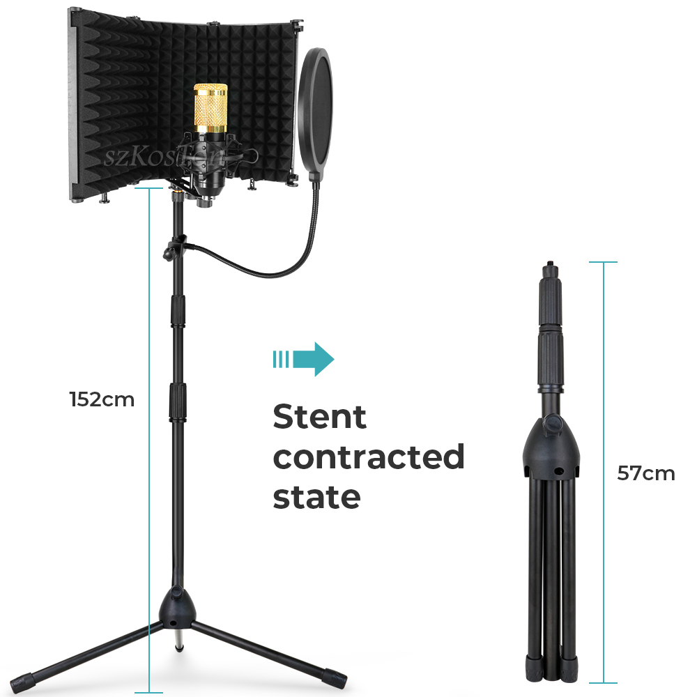 Mic Opvouwbare Isolatie Schild Microfoon Wind Bescherming Voorruit Met Stand Voor Beroep Broadcast Studio Bm 800 Microfoon