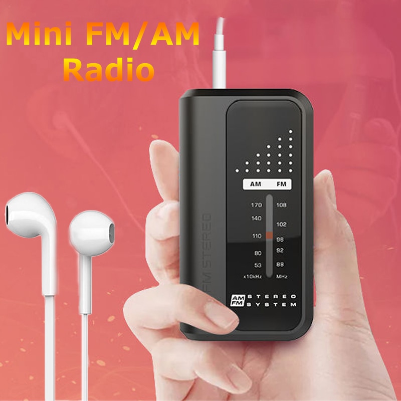 Mini FM/AM Radio Receiver Portable FM Radio with Stereo Earphone Support DBS Bass Sound Pocket radio