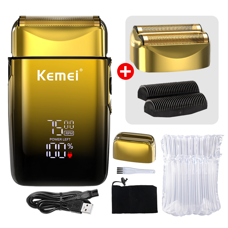 Kemei 7500 o/min elektrisk barbermaskin, hår, skjegg, barberhøvel, oppladbar skjeggtrimmer, barbering, klippemaskin til menn, km -tx10: Sølv