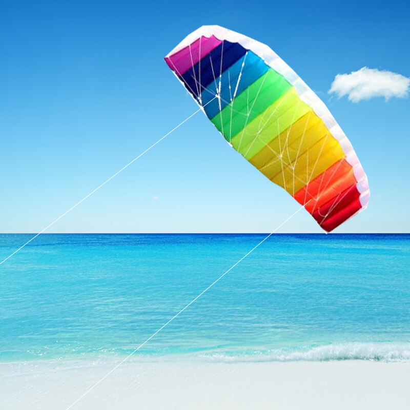 1.4 m/1.2 m Dubbele Lijn Zachte Kite Rainbow Kite Sport Strand Stunt Kite met Handvat scheurvast outdoor Kite Surfen Parachute